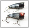 Vintage Heddon Black Shore Chugger Jr Lure Pair 9520 XBW