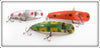 Vintage Helin Silver, Orange Spot & Frog Flatfish Lot Of Three Lures
