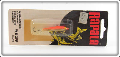 Vintage Rapala Gold Fluorescent Red Jigging Lure On Card