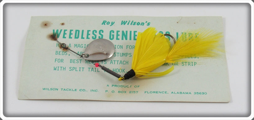 Wilson Tackle Co. Yellow Weedless Genie Bass Lure On Card