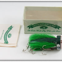 Vintage Old Dominion Lures Green Mr Whiskers Lure In Box