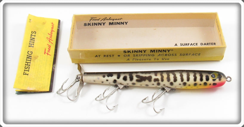 Vintage Fred Arbogast Black Coachdog Skinny Minny Lure In Box