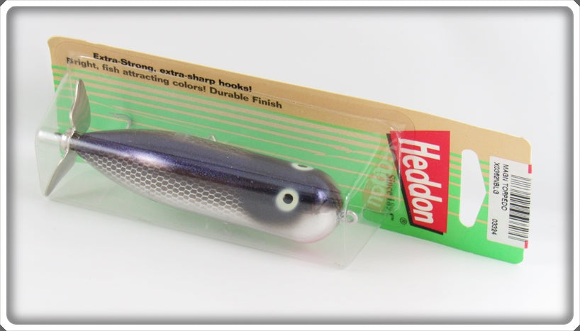 Heddon Nickel Black Shiner With Glitter Magnum Torpedo Lure On Card