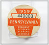 Vintage Pennsylvania 1959 Fishing License Pin