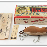 Vintage Heddon Brown Flocked Meadow Mouse Lure In Box