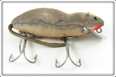 Vintage Heddon Grey Flocked Meadow Mouse Lure