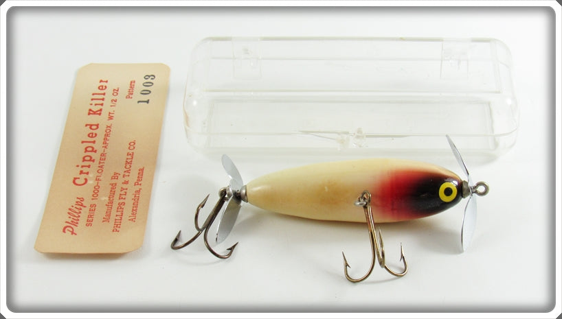 Vintage Phillips Red & White Crippled Killer Lure In Box For Sale