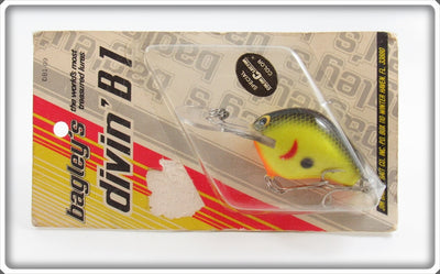 Vintage Bagley Black On Chartreuse Divin' B1 Lure On Card