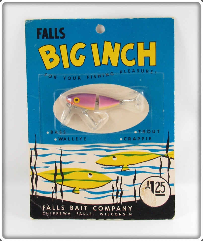 Vintage Falls Bait Company Purple Big Inch Lure On Card