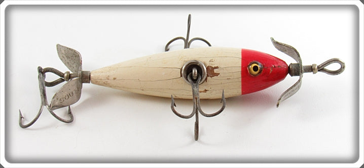 Vintage South Bend Red Head White Underwater Minnow Lure