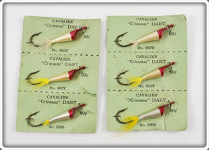 Cavalier Fishing Tackle Co Crimson Dart Lot Of Six Jigs On Cards