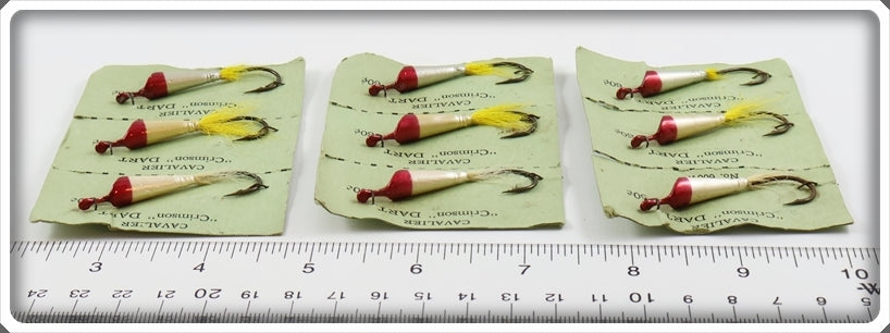 Caliver Fish Cavalier Fishing Tackle Co Crimson Dart Lot Of Nine Jigs On Cards ...