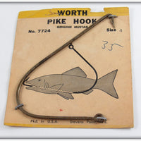 Vintage Worth Genuine Mustad Pike Hook On Card