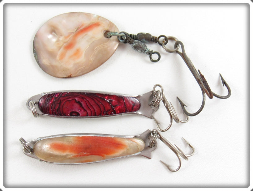 Vintage Mother Of Pearl Or Shell Lure Lot Of Three For Sale