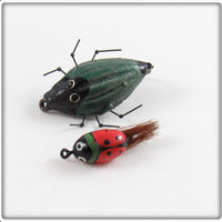 Vintage Unknown Fly Rod Beetle Bug Lure Pair