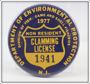 Vintage 1977 New Jersey Non Resident Clamming License Pin
