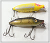 Vintage Heddon Pike Scale & Yellow Shore River Runt Lure Pair