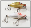 Vintage Heddon Perch & White Shore Tiny Runt Lure Pair