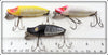 Heddon Yellow Shore, White Shore & Black Shore River Runt Lot Of Three