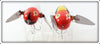 Heddon Red White Shore & Yellow Red Head Crazy Crawler Spook Pair
