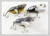 Heddon Bullfrog, Mouse & Black White Head Tiny Crazy Crawler Lot Of Three