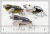 Heddon Bullfrog, Mouse & Black White Head Tiny Crazy Crawler Lot Of Three