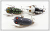 Heddon Bullfrog, Mouse & Black White Head Tiny Crazy Crawler Lot Of Three