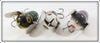 Heddon Bullfrog, Mouse & Black White Head Tiny Crazy Crawler Lot Of Three