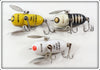 Heddon Bullfrog, Mouse & Black White Head Tiny Crazy Crawler Lot Of Three