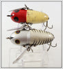 Heddon Red White Shore & Silver Shore 2120 Crazy Crawler Pair