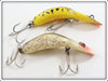 Heddon Yellow Coachdog & Silver Flitter Tadpolly Spook Pair 9000 YCD SS