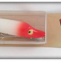 Vintage Heddon Red & White Wood Jointed Vamp Lure On Card 