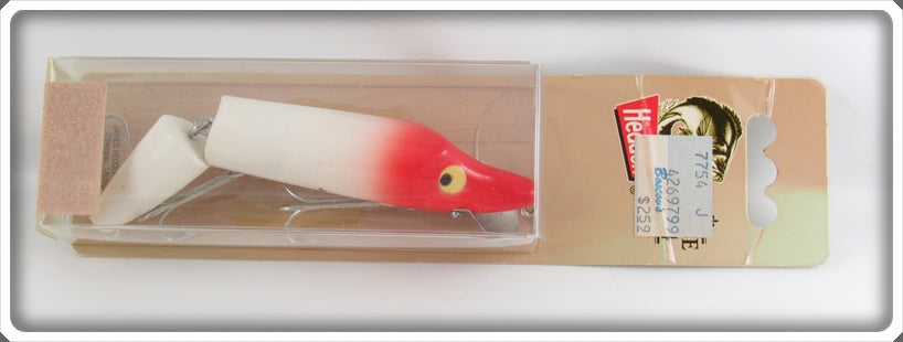 Vintage Heddon Red & White Wood Jointed Vamp Lure On Card 