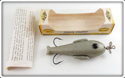 Vintage Hide A Hook Grey Flitter Snag Proof Lure In Box