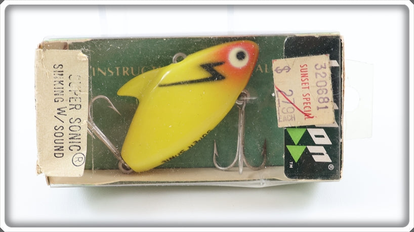 Vintage Heddon Yellow Super Sonic Lure Sealed In Box