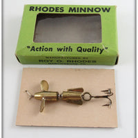 Vintage Roy O Rhodes Brass Rhodes Minnow Lure In Box