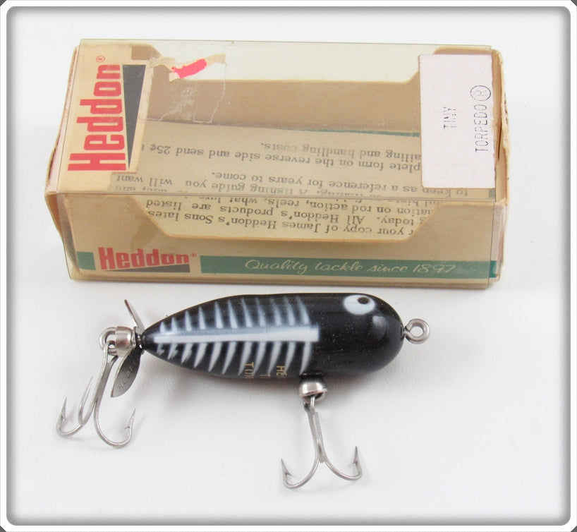 Vintage Heddon Black Shore Tiny Torpedo Lure In Box