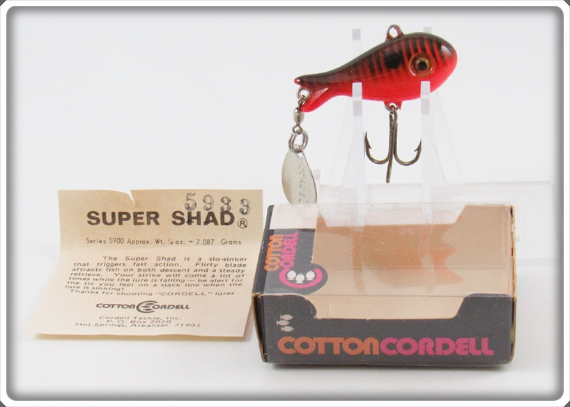 Vintage Cordell Orange & Black Super Shad Lure In Box