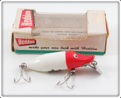 Vintage Heddon Red Head White Tiny Runt Lure In Box