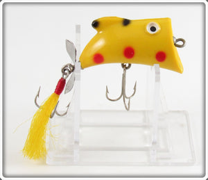 Vintage Whopper Stopper Inc Bayou Boogie Yellow Spotted Topper Lure