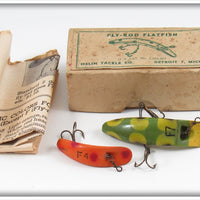 Vintage Helin F4 & F7 Flatfish Lure Pair In Fly Rod Flatfish Box