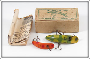 Vintage Helin F4 & F7 Flatfish Lure Pair In Fly Rod Flatfish Box