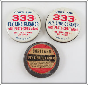 Vintage Cortland 333 Fly Line Cleaner Tin Lot Of Three