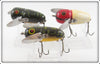 Heddon Bullfrog & Red And White Shore Crazy Crawler Lot Of Three