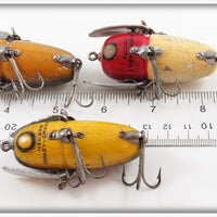 Heddon Bullfrog & Red And White Shore Crazy Crawler Lot Of Three