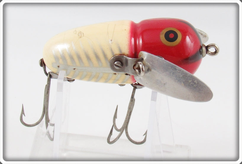 Vintage Heddon Red & White Shore Crazy Crawler Lure