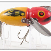 Vintage Heddon Yellow Red Head Crazy Crawler Lure