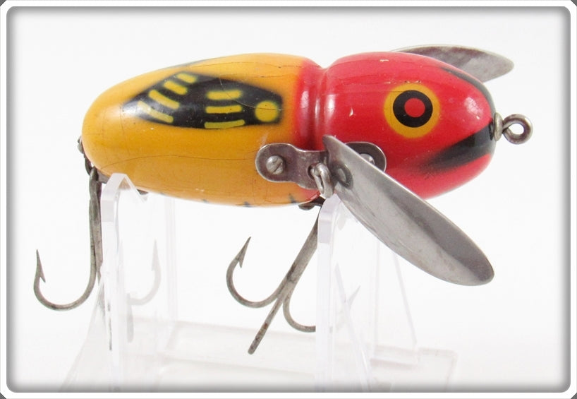 Vintage Heddon Yellow Red Head Crazy Crawler Lure