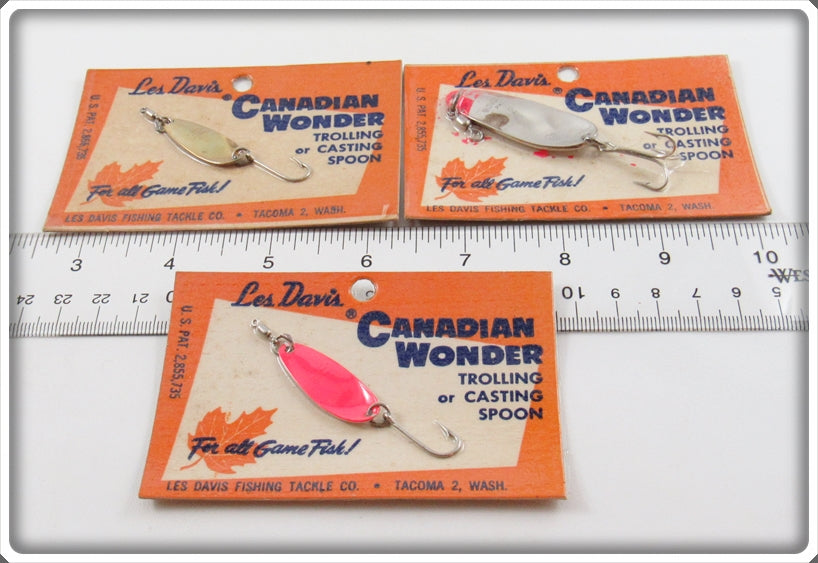 Vintage Les Davis Canadian Wonder Spoon Lot Of Three On Cards