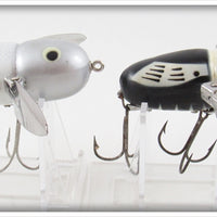 Heddon Black White Head & Silver Shore Crazy Crawler Spook Lure Pair